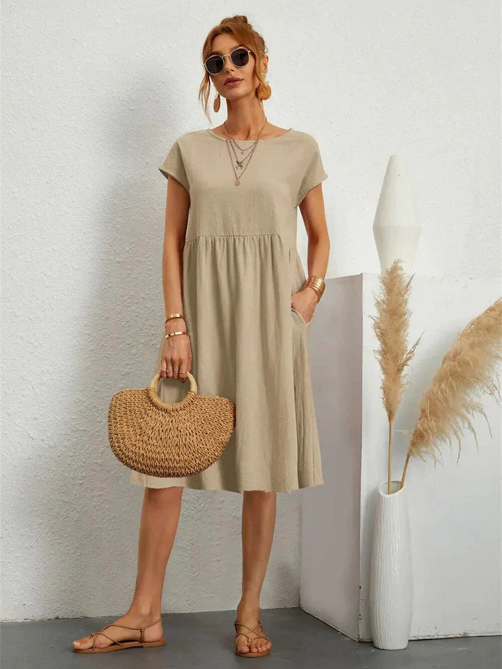 Loose Fit Side Pocket Midi Dress