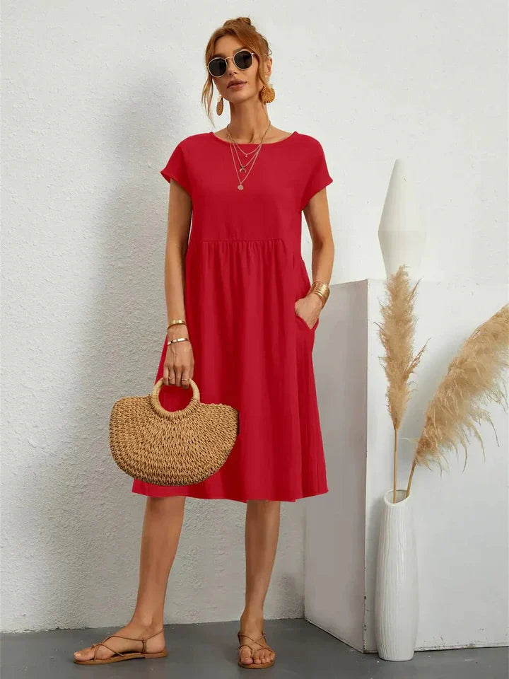 Loose Fit Side Pocket Midi Dress