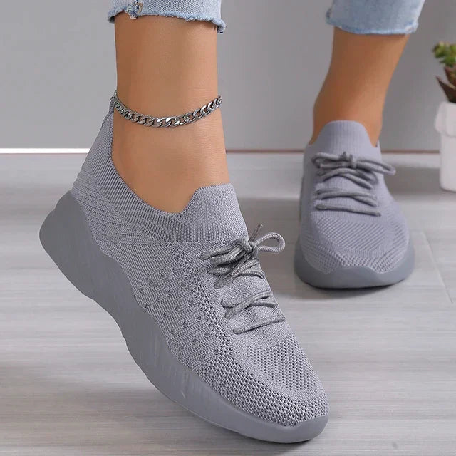 Women's Sneakers - Breathable Knit - Slip-On with Laces - Lightweight Comfort for Everyday