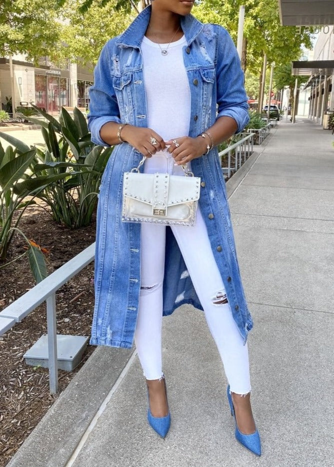 Oversized Denim Style Button-Down Jacket