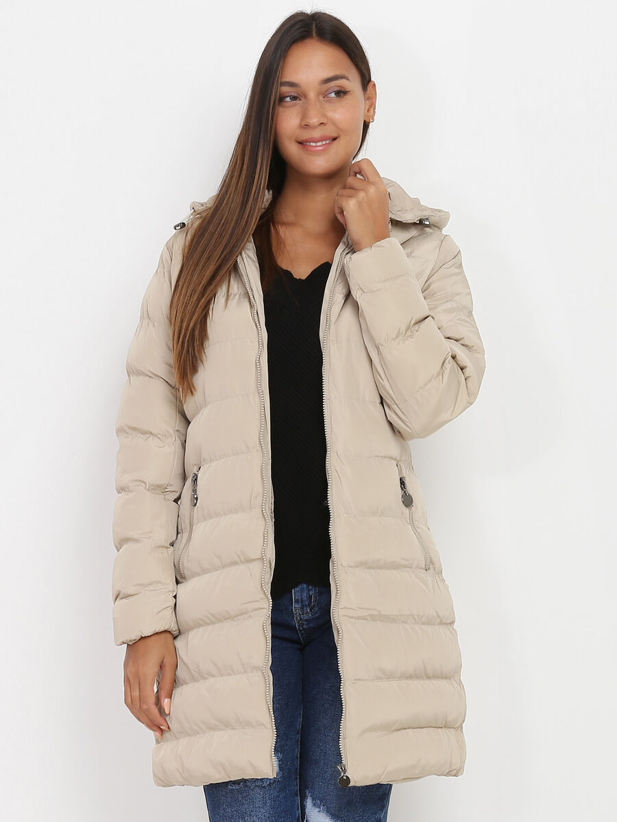Hooded Relaxed Fit Quilted Coat