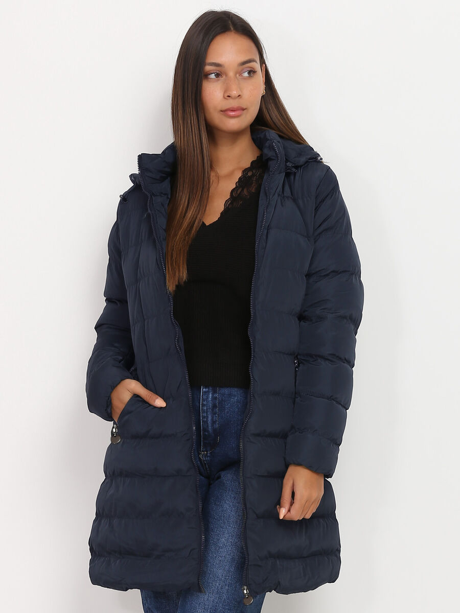 Hooded Relaxed Fit Quilted Coat