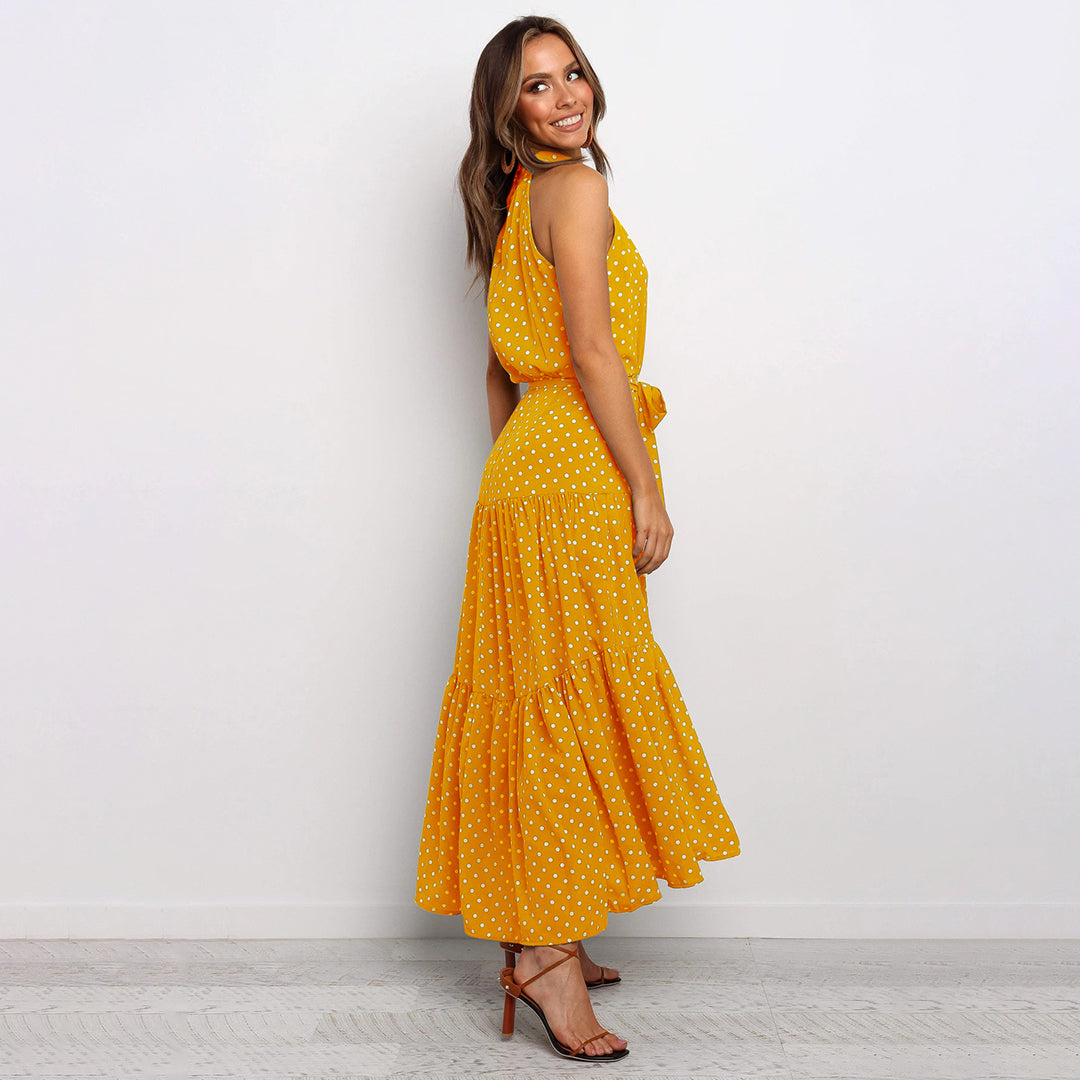 Light Airy Long A-line Halterneck Dress