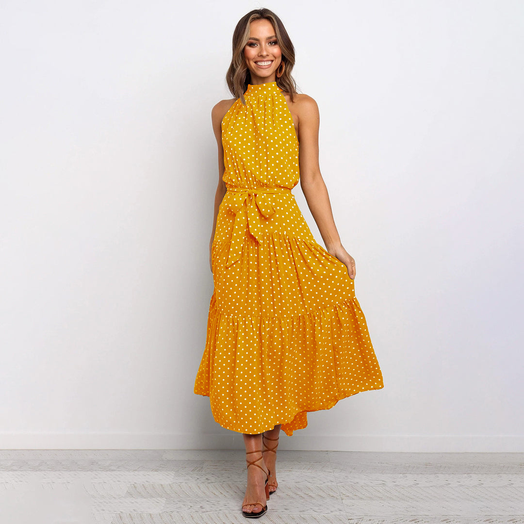 Light Airy Long A-line Halterneck Dress