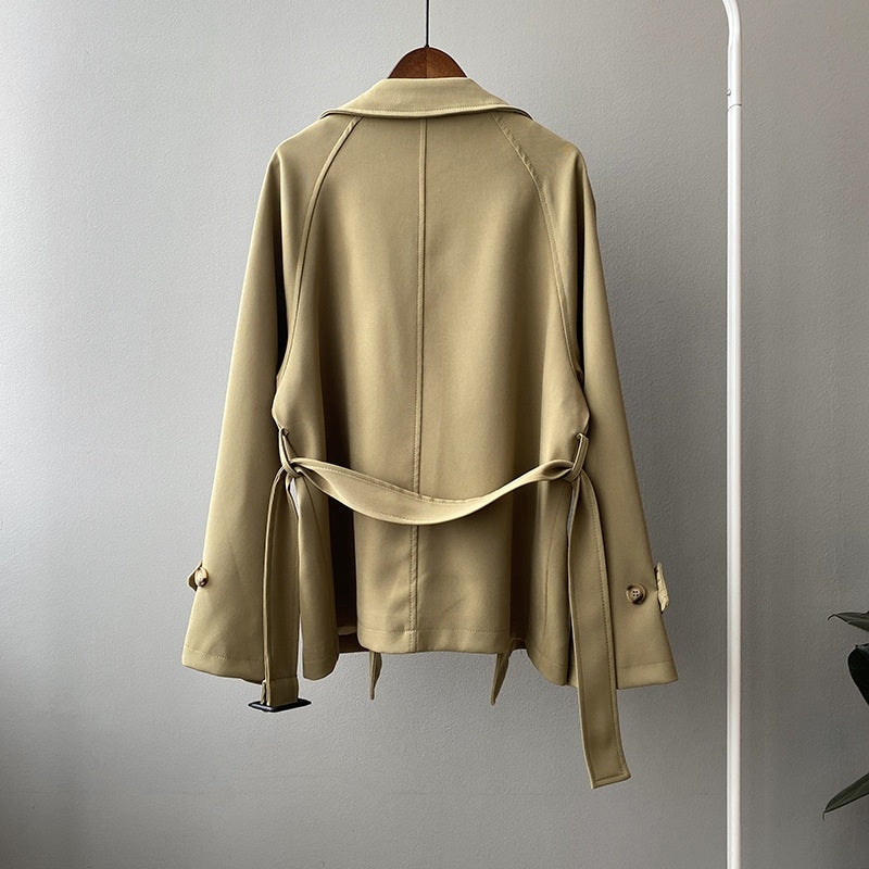 Double-Breasted Belted Relaxed Trench Coat