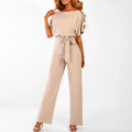 Women's Jumpsuit - Loose Fit - Tie Belt at Waist - Wide Legs - Elegant and Comfortable