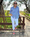 Women's Shirt – Relaxed Fit – Light Cotton – Striped with Long Sleeves