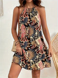 Dress For Women - Halterneck - Sleeveless Airy Fit - Lightweight Fabric with Print