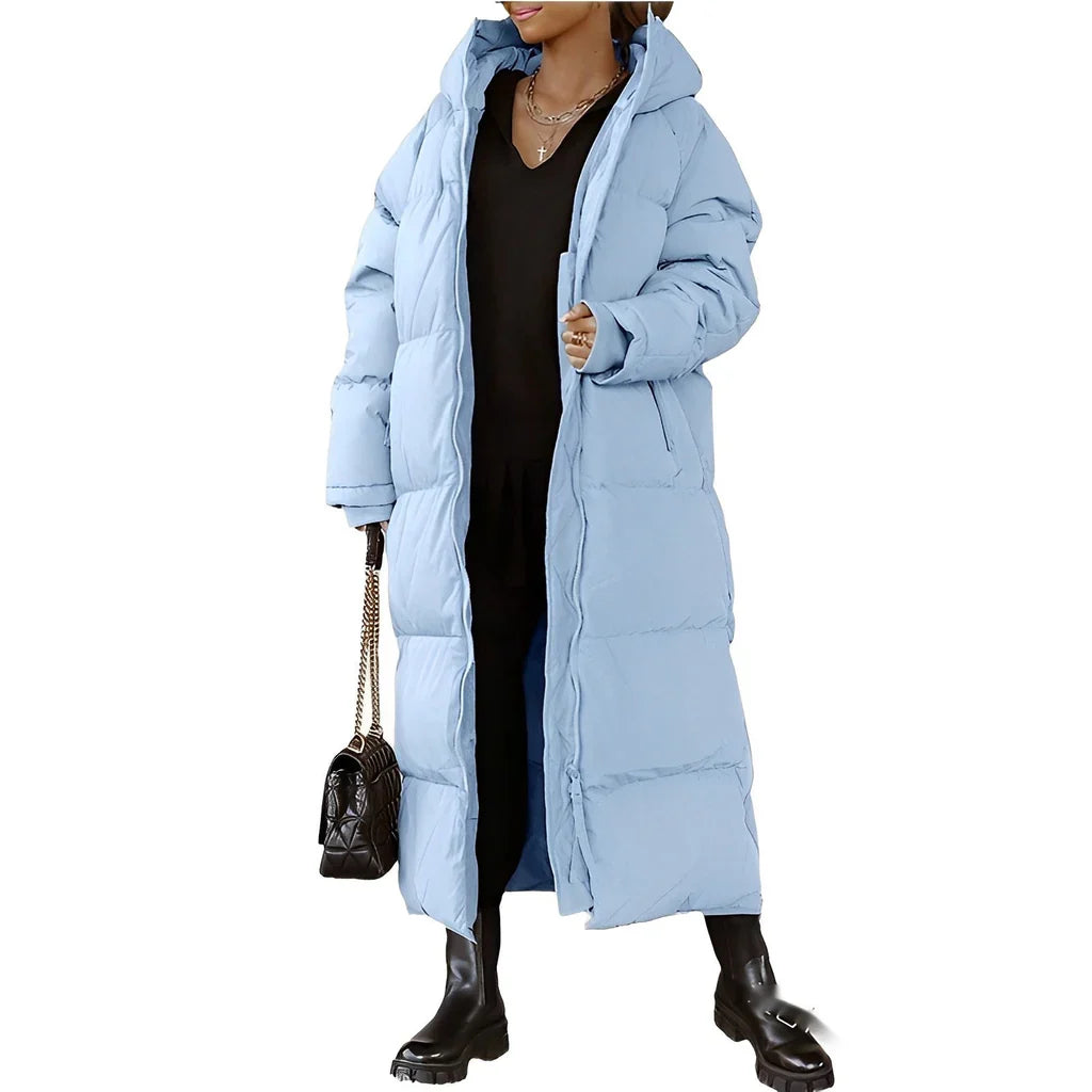 Oversized Quilted Hooded Long Coat