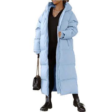 Oversized Quilted Hooded Long Coat