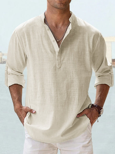 Sustainable Lightweight Grandad Collar Shirt