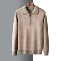 Men's Sweater – Regular Fit – Soft Knit – Short Zipper – Ribbed Edges – Flat Collar