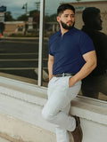 Men's Polo Shirt - Ribbed Knit - Slim Fit - Short-Sleeved - Stylish & Comfortable