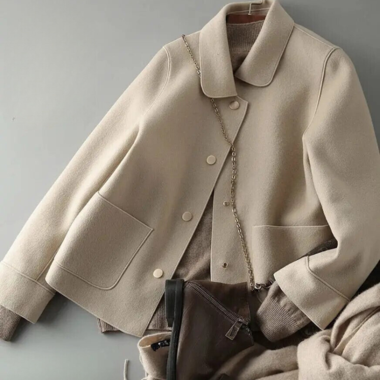 Wool Boxy Fit Rounded Collar Jacket