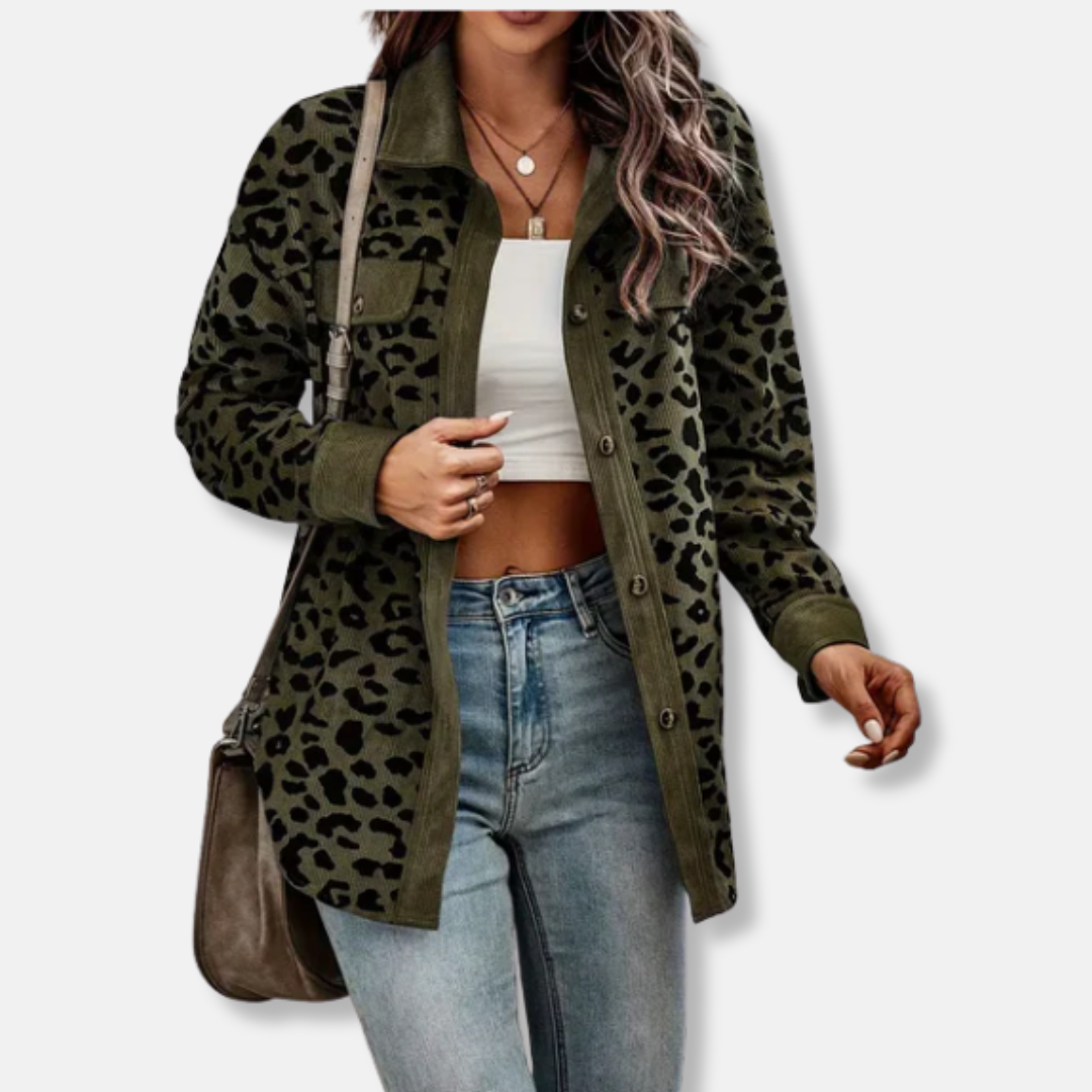 Animal Print Corduroy Relaxed Shacket