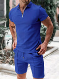 Men's set with polo and shorts – Slim fit – Quarter zipper – Breathable lightweight fabric