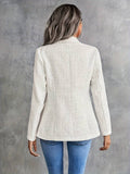 Women's Blazer Jacket – Tailored Fit – Textured Tweed – Double Breasted – Notched Lapel