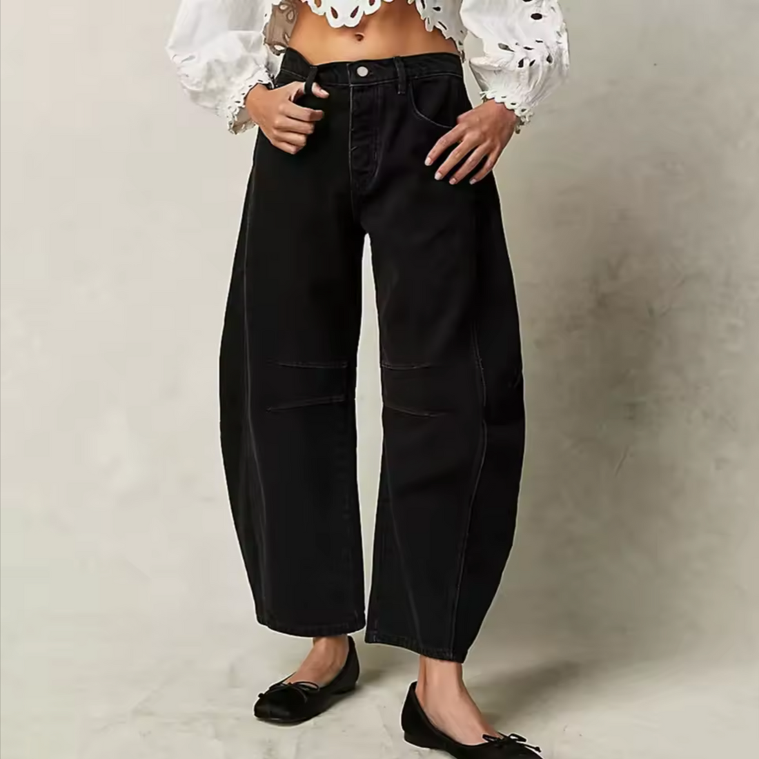 Dame Jeans – Afslappet Pasform – Tønde-ben – Dyreprint – Fuld Længde – Denim
