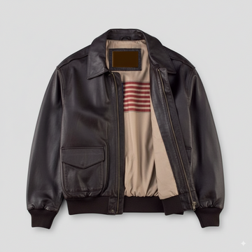 Leather Classic Fit Ribbed Cuff Jacket
