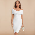 Women's Bodycon Dress - Off-Shoulder - Knee-Length - Elegant Tailored Design