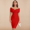 Women's Bodycon Dress - Off-Shoulder - Knee-Length - Elegant Tailored Design