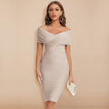 Women's Bodycon Dress - Off-Shoulder - Knee-Length - Elegant Tailored Design