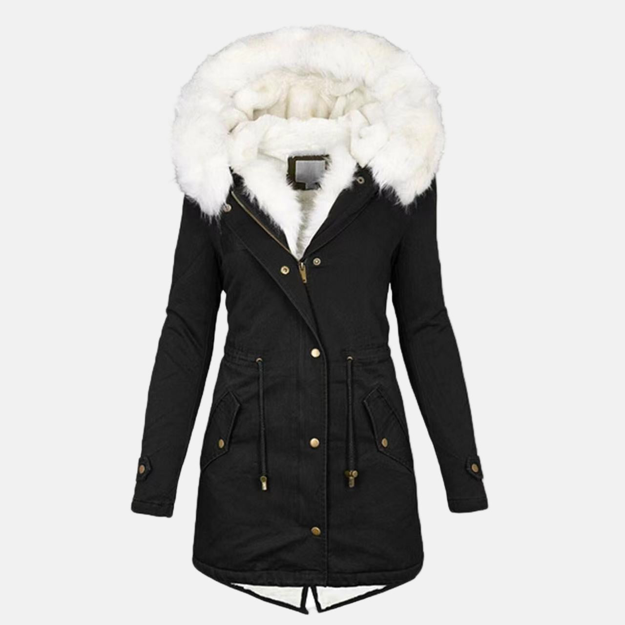 Hooded Parka With Faux Fur Collar