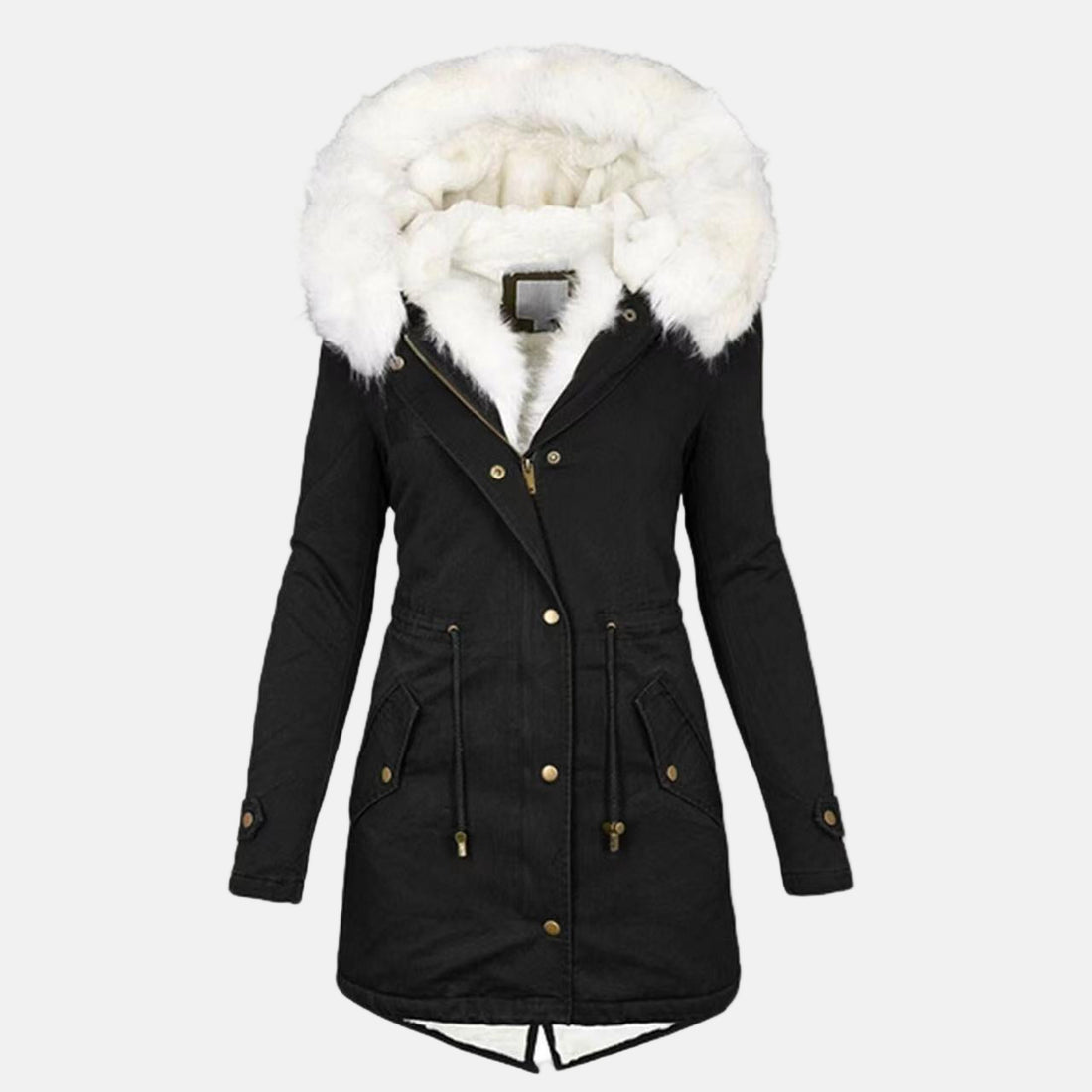 Hooded Parka With Faux Fur Collar
