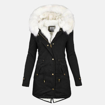 Hooded Parka With Faux Fur Collar