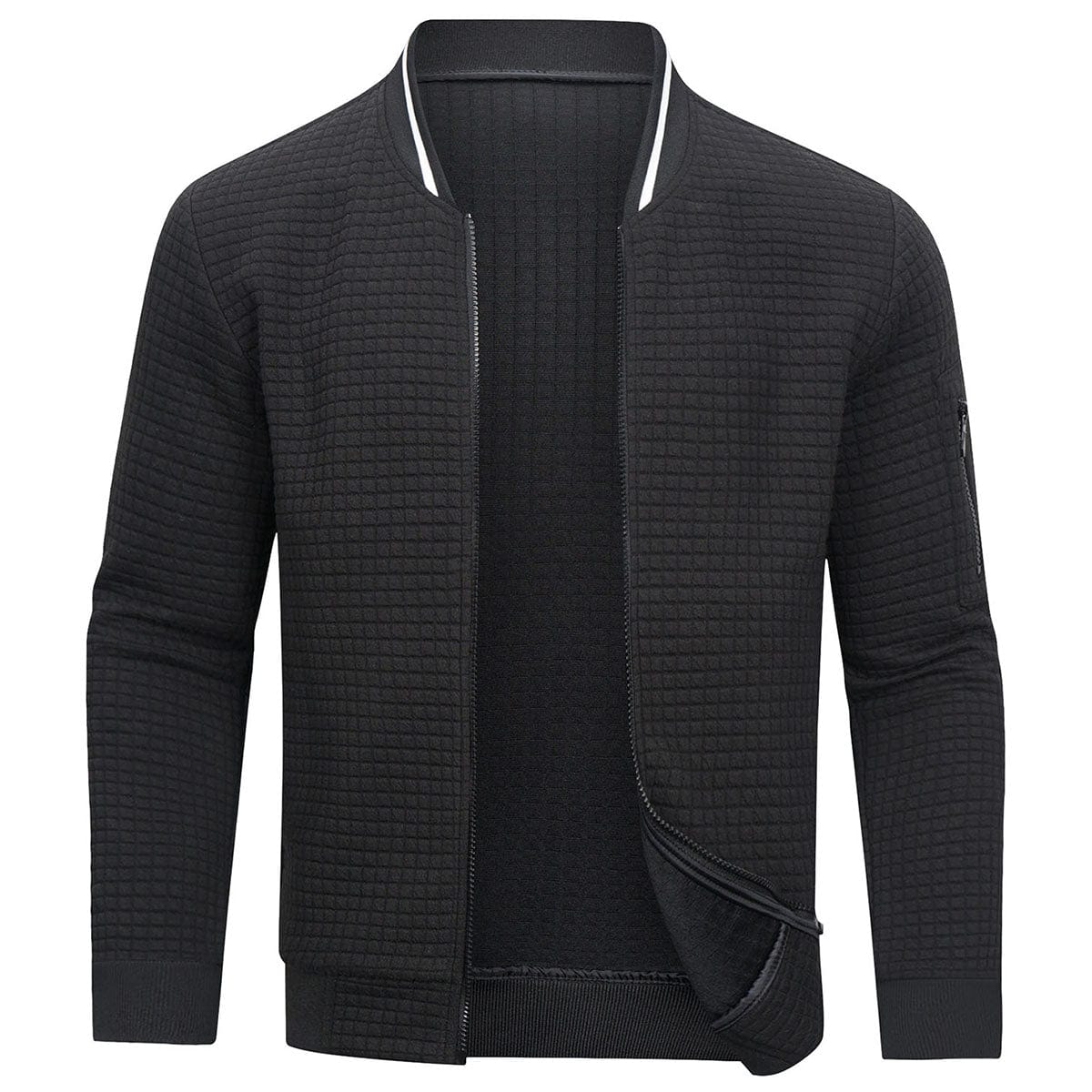 Herre Bomberjakke - Quiltet Design - Lynlås Lukning - Ribkrave & Manchetter - Regular Fit