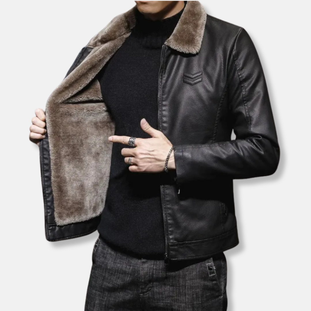 Faux Leather Hip Length Jacket