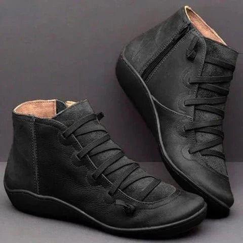 Leather Narrow Fit Lace-Up Ankle Boots