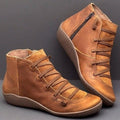 Women's Ankle Boots – Leather – Narrow Fit – Lace-Up – Zipper – Textured Panels
