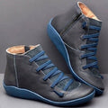 Women's Ankle Boots – Leather – Narrow Fit – Lace-Up – Zipper – Textured Panels