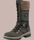 Women's Boots – Mid-Calf Shaft – Lace-Up – Zipper – Knit Edges – Non-Slip Sole