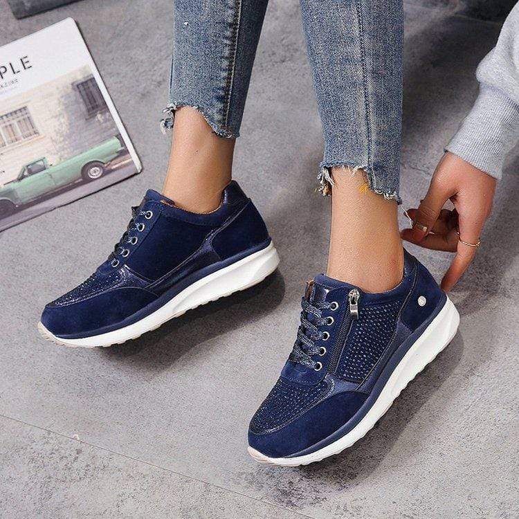 Naomi Suede Orthopedic Wedge Sneakers | Lace-Up Glitter Sneakers