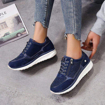 Naomi Suede Orthopedic Wedge Sneakers | Lace-Up Glitter Sneakers