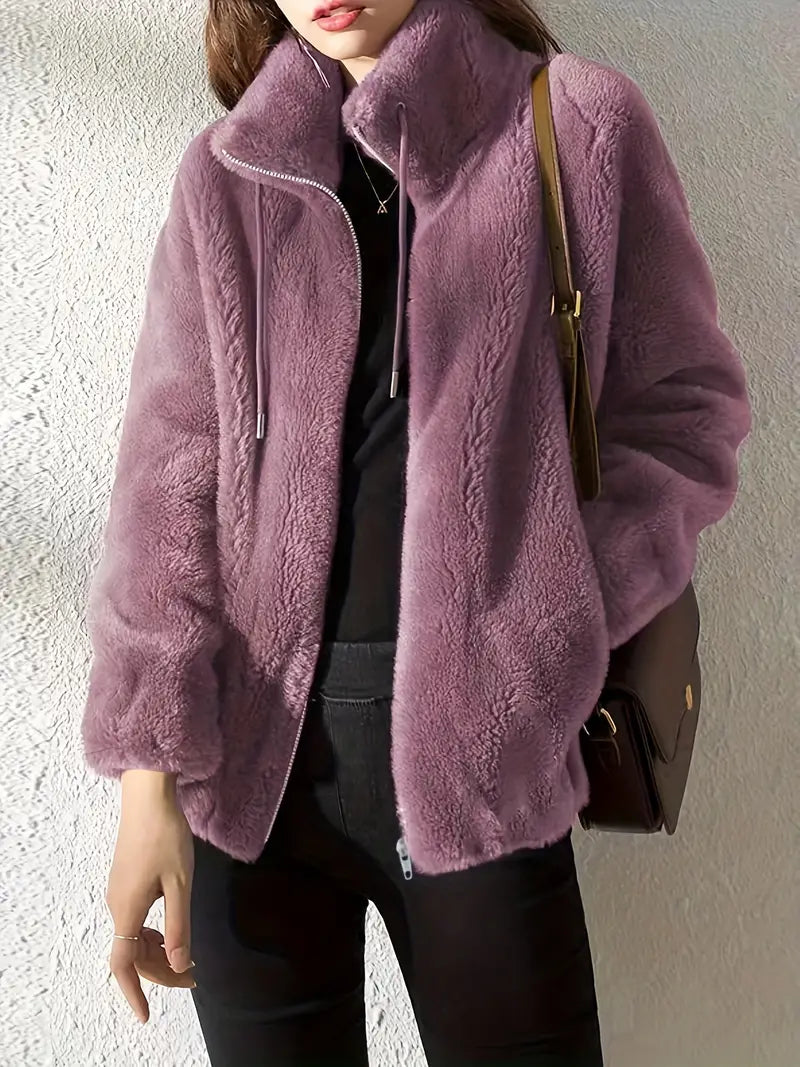 Oversized Plush Fleece High Collar Teddy Coat