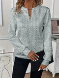 Women's Knit Sweater - Cable Knit - Zipper Collar - Long-Sleeved Comfortable Fit