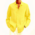Men's Shirt - Lightweight Linen - Classic Fit - Long Sleeve with Button Closure
