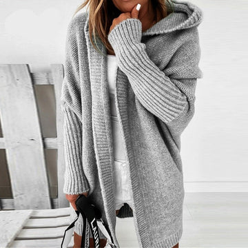 Hooded Longline Chunky Wool Blend Cardigan