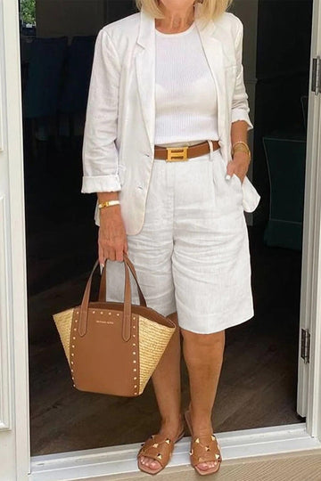 Linnen Breathable Relaxed Fit Blazer and Shorts Set