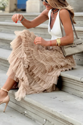 Women's Maxi Skirt - Layered Tulle - Voluminous A-line - Elegant and Airy