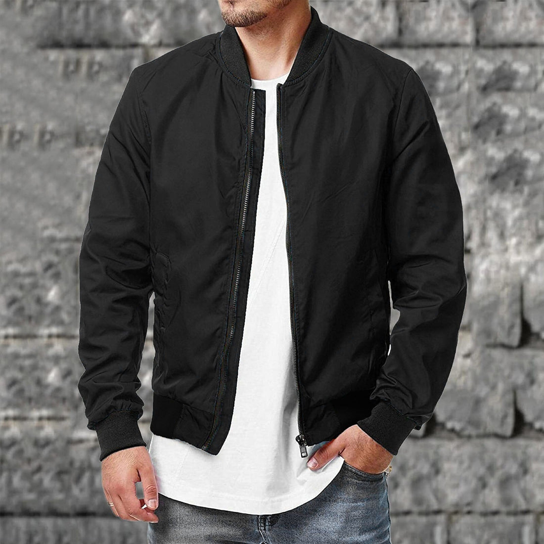 Lightweight Breathable Regular Fit Bomber Jacket