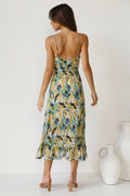 Women's Dress Midi – Light Chiffon – Relaxed Fit – Spaghetti Straps – V-Neck