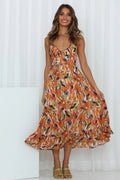 Women's Dress Midi – Light Chiffon – Relaxed Fit – Spaghetti Straps – V-Neck