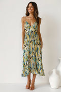 Women's Dress Midi – Light Chiffon – Relaxed Fit – Spaghetti Straps – V-Neck