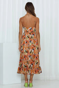 Women's Dress Midi – Light Chiffon – Relaxed Fit – Spaghetti Straps – V-Neck