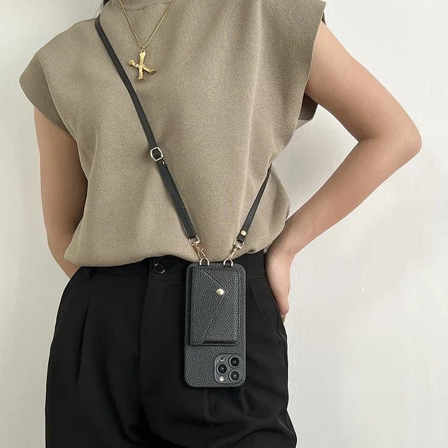 Leather Card Pocket Crossbody Phone Case