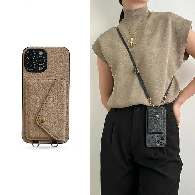 Leather Card Pocket Crossbody Phone Case